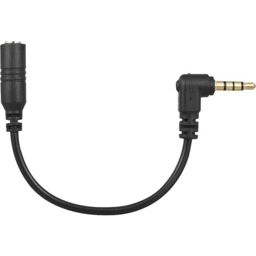 3.5mm 3 Pole TRS Female to 4 Pole TRRS Male 90 Degree Right Angled Microphone Adapter Cable Audio Stereo Mic Converter