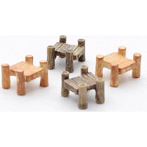 3pcs Set Wooden Bridge Miniatures Fairy Garden Figurines Resin Bonsai Micro Landscape DIY Crafts Fairy Garden Decoration