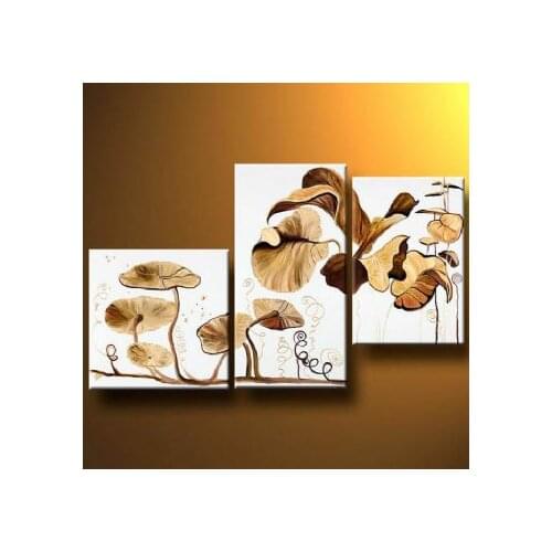 3pc Hand Painted Oil Painting Underwater Plants-Modern Flower Canvas Wall Art-Floral Canvas Wall Pictures for Living Rooms