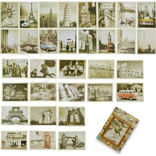 32pcs travel postcard vintage landscape building photo picture poster post cards