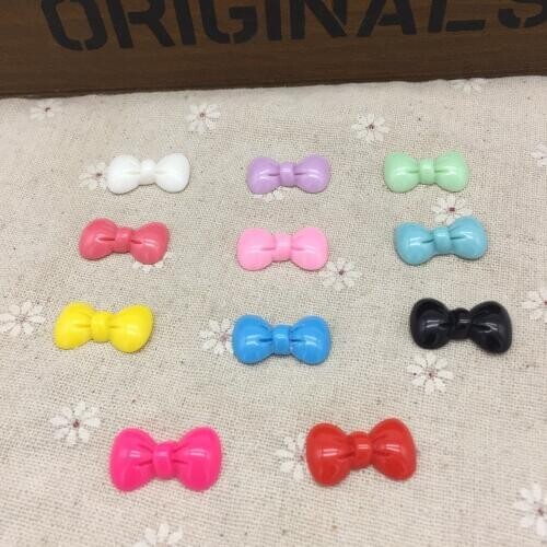 50pcs 23x13mm Resin Bows Flatbacks Cabochons Embellishments For Cardmaking Scrapbooking DIY Crafts Hair Accessories 7 Colors