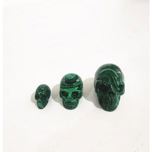 Free shipping High Quality Wholesale Hand Carved Natural Healing Quartz Skulls Gemstone Crystal Malachite Skulls For Gift ZP