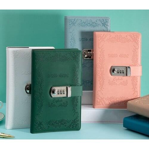 A5 Fashion small fresh password lock notebook girl heart thickened diary student stationery PU notepad