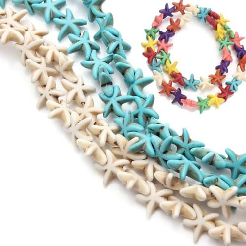Apx 30pcs/Strand 1.3cm*1.3cm Starfish Loose Spacer Beads Natural Turquoises Beads Stone Beads Seed Beads For Diy Jewelry Making
