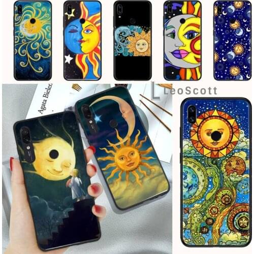 Funny Sun Moon Face Phone Case For Xiaomi mi Redmi note 7 8t 9 9t 9s 8 10 10t 11 pro lite K20 max 3