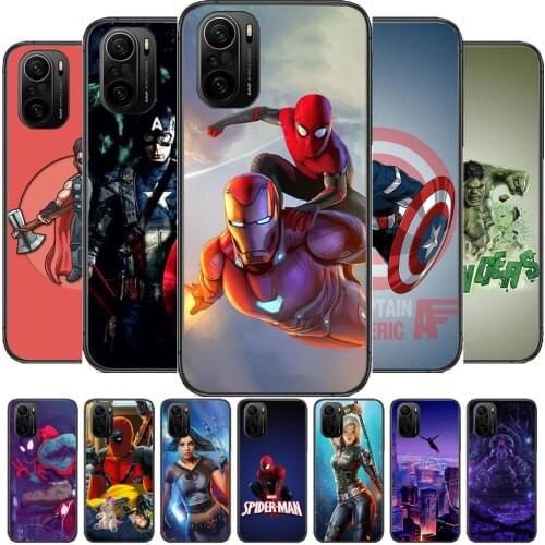Spiderman iron Man Captain America Phone Case For xiaomi redmi POCO F1 F2 F3 X3 Pro M3 9C 10T Lite NFC Black Cover Silicone Back