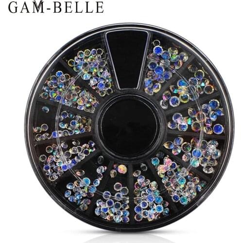 GAM-BELLE Mixed Size Chameleon Nail Rhinestone Micro 3D Nail Art Decoration DIY Charms Mini Crystal Gem In Wheel Accessories