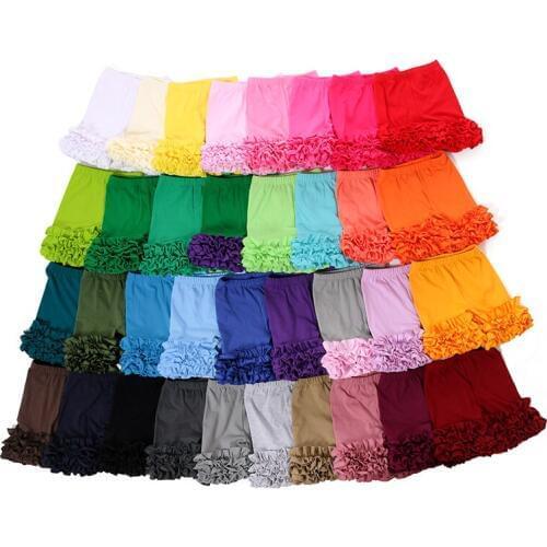 Three Ruffles Cotton Shorts 6cm Ruffle 2017 Summer Kids Girls Shorts 1-8T Pink Kids Baby Clothes Wholesale 5 piece / lot