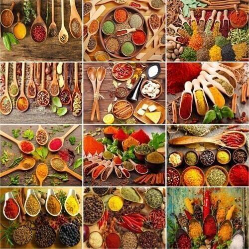 HUACAN Paint By Number Food Drawing On Canvas DIY Pictures By Numbers Kits For Kitchen Room Hand Painted Painting Home Decor