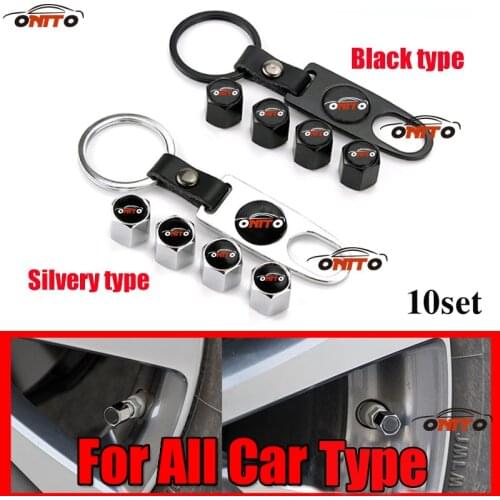10set Metal Car Wheel Rim Tire Valve Caps Covers for Vw Ford Kia Volvo Suzuki Nissan Leather Black/Silvery Type Car Accessories