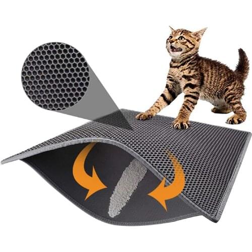 Cat Litter Mat Kitty Litter Trapping Mat Honeycomb Double Layer Mats No Phthalate Urine Waterproof Easy Clean Scatter Control