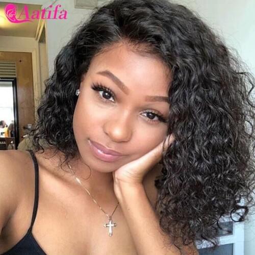 Kinky Curly Bob 4*4 Lace Closure Wig Human Hair Short Length Pre Plucked For Black Women Peruvian 180% Density Remy Hair