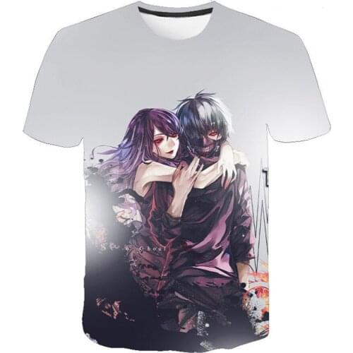Summer Japan Anime Tokyo Ghoul T-shirt Mens And Womens Cool Tees Unisex Horror 3D Printed T Shirt Fashion Casual Top Clothes