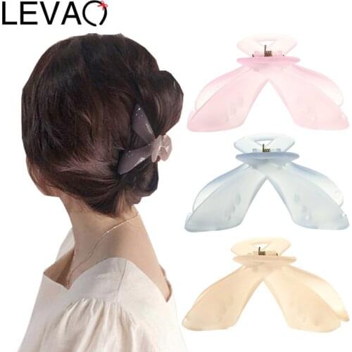 LEVAO 1Pc Solid color Hair Claws Elegant Clear Acrylic Hair Accessories Hair Clip Headwear for Women Girls заколка для волос