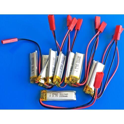 Lot 10pcs 501240 SYP 2pin 3.7V 220mAh lithium polymer li ion rechargeable battery Lipo for MP3 GPS bluetooth headset video pen
