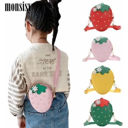 Monsisy Baby Mini Purse and Handbag For Girl Strawberry Shoulder Bag Children Wallet Cute Furit Kid Crossbody Bag Gift Coin Bag
