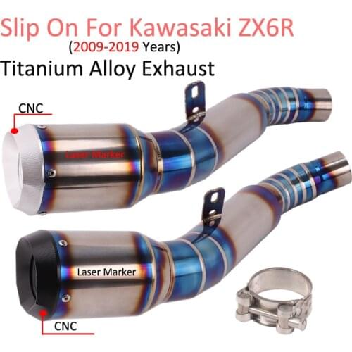 Motorcycle Exhaust Modified Escape Titanium Alloy Modify Link Pipe Muffler CNC Slip On For Kawasaki ZX-6R ZX6R 2009-2019 Years