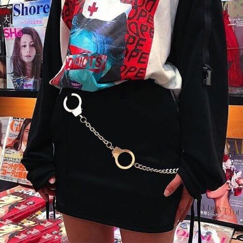 Fashion Handcuffs Punk Belts Waist Chain Hip-hop Pants Trousers Chains Hot Men Women Hipsters Jeans Clothing Accessories Jewelry