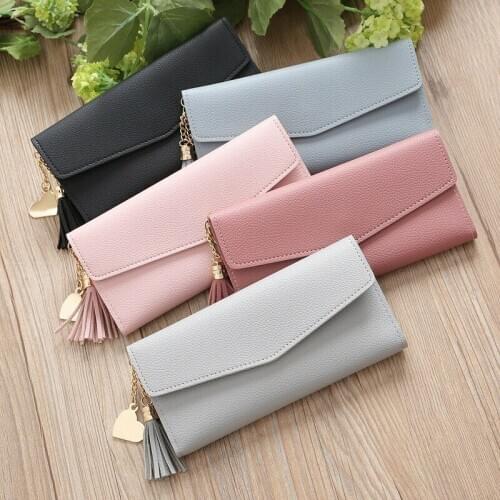 2020 Fashion Women Wallets Zipper Purses Black Light Gray Red Long Section Clutch Wallet Soft PU Leather Money Bag