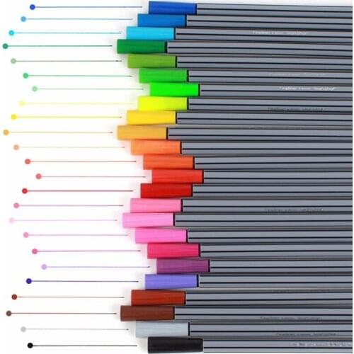 24 Colors Gel Pen Set 0.4mm Fine Point Tip Water-based Drawing Marker Pens Fineliner Writing Rainbow Coloring School Supplies
