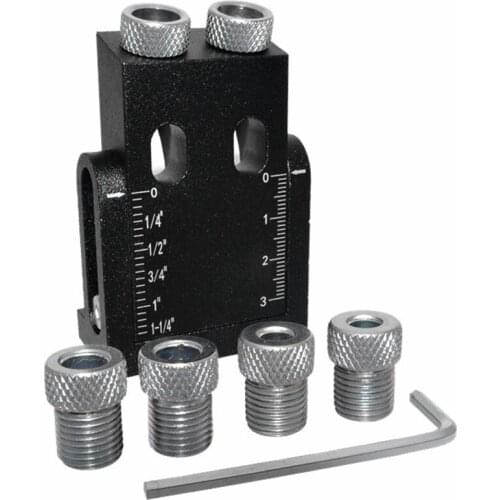 15pcs Black 15 Degree Pocket Hole Jig Kit Aluminum Alloy 6/8/10mm Sleeves Angle Drill Guide For Woodworking Tilt Hole Drilling