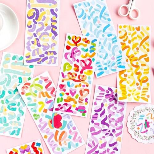 3 Sheets Colored Ribbon Stickers Set Scrapbooking Stickers For Journal Planner Diy Crafts Scrapbooking Diary Gift Wrapping
