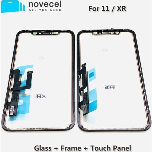 Novecel Touch Screen Digitizer Panel Repair Parts with Frame OCA Film for iPhone 11 XR Touchscreen Front Glass Lens Sensor