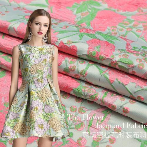New arrival brocade polyester jacquard Birds and flowers fabric for felt patchwork sewing DIY women dress tissue bag cloth