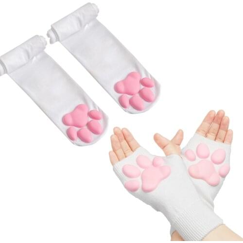 New Cat Paw Socks for Women Girls Kawaii 3D Silicone Cat Paw Mittens Pawpads Gloves Socks Stockings Cute Gift Thigh High Socks