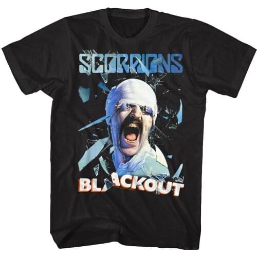 Scorpions Blackout Album Cover Art Mens T Shirt Moustache Rock Band Tour Merch