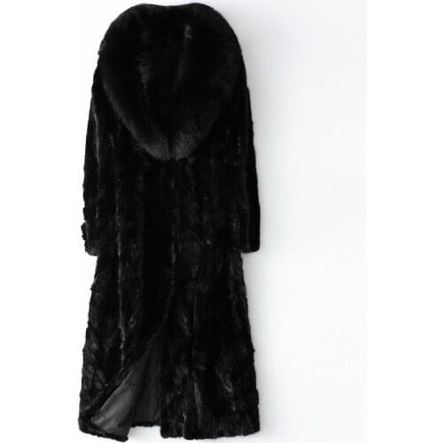 Winter Fashion New Style Mink Overcoat Fall Windproof Elegant High Quality Plus Size Fur Fox Collar Coat Women Long-Sleeved