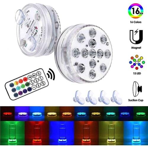 NEW NEW 13 Led Remote Controlled RGB Submersible Light Battery Operated Underwater Night Lamp for Tub Pond Pool Fish tank