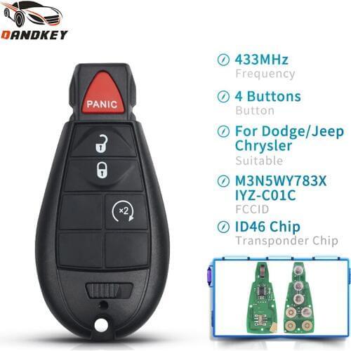 Dandkey Remote Smart Auto Key 4 Buttons Fob 433MHz M3N5WY783X IYZ-C01C For Dodge Chrysler Jeep Car Commander Grand Cherokee