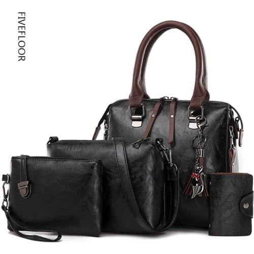 Luxury Pu Leather Womens Purse and Handbags Famous Brands Designer Sac Top-Handle Female Shoulder Bag Composite Bag 4pcs