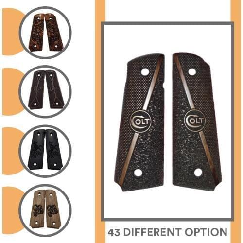 Colt print 1911 custom laser cut wood inlay grips gun accessory av weapon