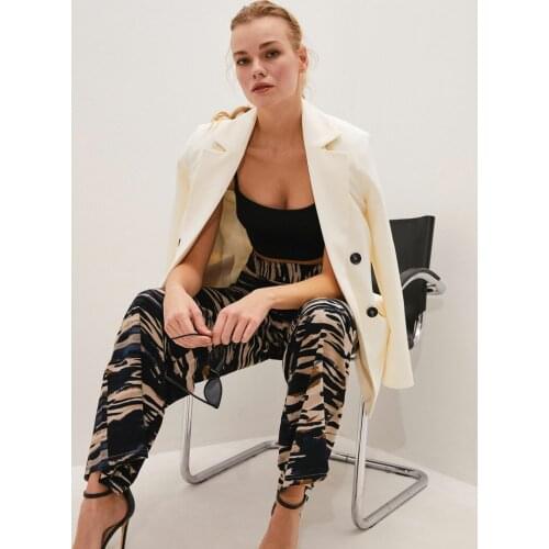 Elastic Waist Printed Viscose Womens Trousers Spring / Summer Office Plus Size Option Street Holiday Style Fashion