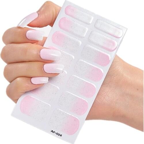 1 Sheet Full Cover Nail Art Nail Sliders Decor Polish Stickers Pink French Stickers for Nail Beauty Care Manicure