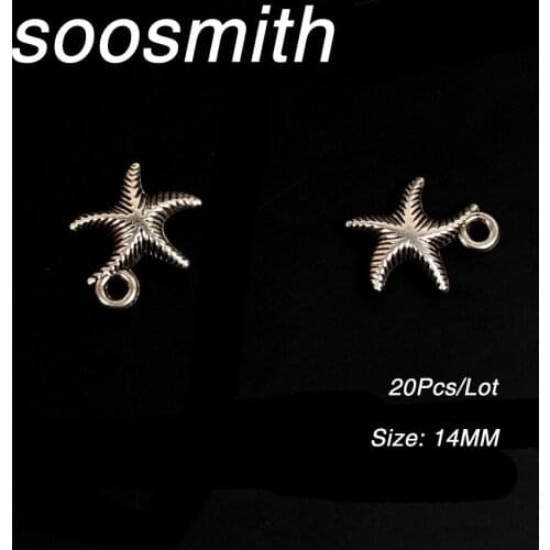 Soosmith Starfish Shaped Pendant Tibetan Silver Alloy Metal Beads Loose Spacer Beads For Diy Jewelry Making Finding Wholesale