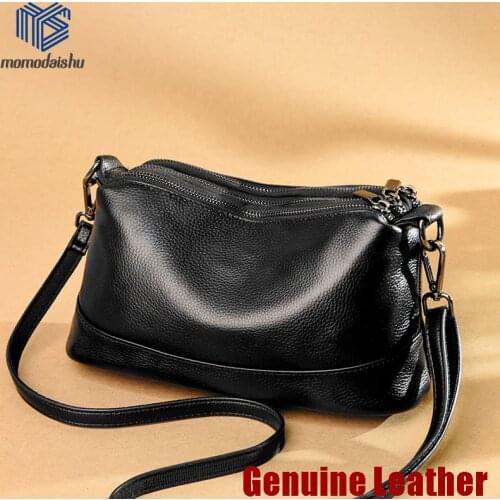 Genuine Leather Crossbody Bags For Women 2021 Trend Hand Bag Womens Branded Trending Shoulder Casual Black Handbags