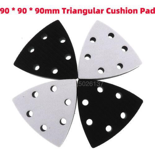 1Pcs 90X90X90MM Triangular Six-hole Cushion Pad Flocking Sponge Disc Sandpaper Self-adhesive Grit Polishing Grinding Triangle