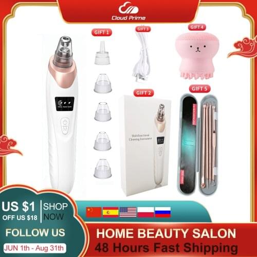 Vacuum Suction Blackhead Remover USB Rechargeable Facial Pore Cleaner Comedone Spot Acne Pimple Black Head Extractor Care Tools