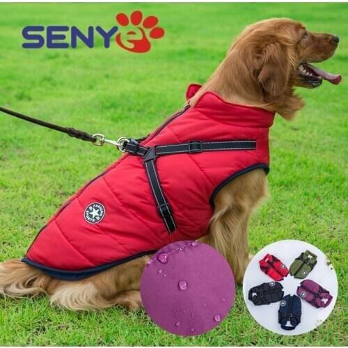 Waterproof Warm Winter Dog Clothes 2020 New Harness Winter Pet Warm Clothes Adjustable Buckle Jacket Medium Dog Pet Clothes