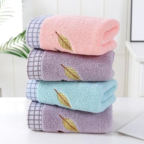 Embroidery Feathers Face Towel Custom Absorbent Thick Soft Towel Household Beach Towel Portable Dry Hair Towel 3pcs/set