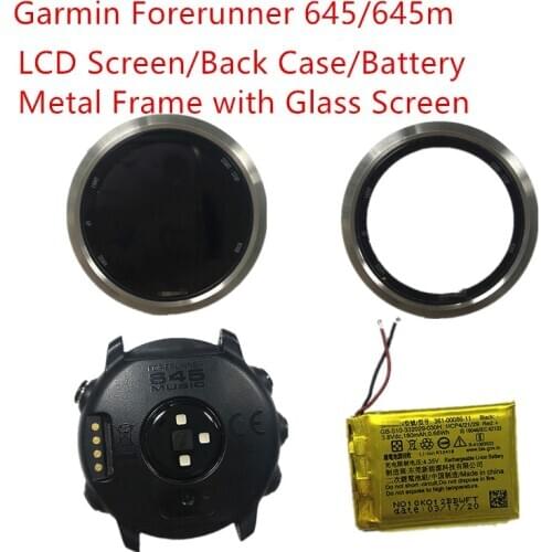 Original LCD Screen /Metal Frame with Glass Screen /Back Case /361-00086-11 Battery For Garmin Forerunner 645 645m Watch Repair
