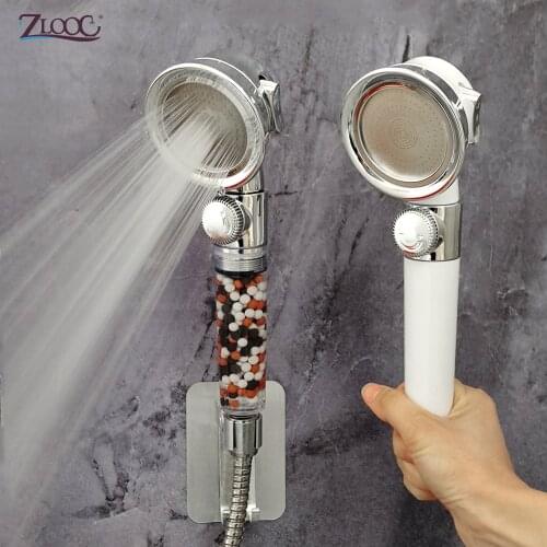 Zloog New Bath Shower 3-Function Adjustable Jetting Spa Shower Head High Pressure Bathroom Anion Filter Shower Head
