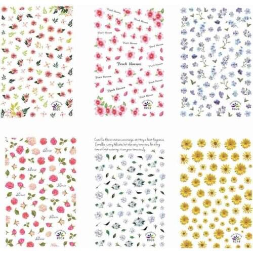 1 Pcs Nail Art Stickers Daisy Cute Flower Design Adhesive Nail Art Decorations Spring Flower Plant Elements Nail Sticker Decals