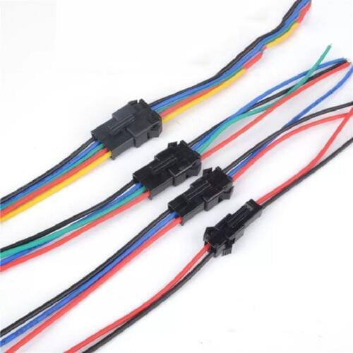 5sets Sm Male And Female Pair Plug-in 2p 3p 4p 5p 6p 2.54mm Led Connector Wire 10cm Sm 2p 3p 4p 5p 6p