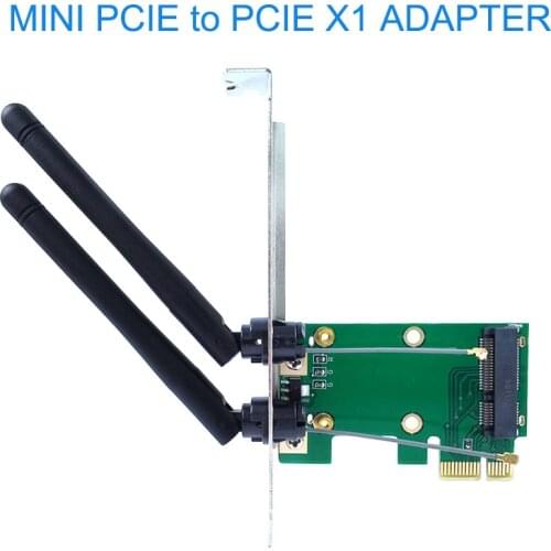Wireless Wifi network card Mini PCIE full / half size to PCI-E 1X 4X desktop adapter 2 antennas computer