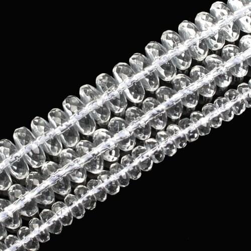 15" Strand Faceted Clear Flat Round Crystal Glass Abacus Beads Natural Stone Beads For Jewelry Bracelets Making DIY