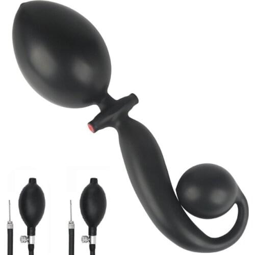 Double Channel Huge Inflatable Anal Plug, Butt Plug Tail Dog Cosplay Anal Expander Big Dilatador Anal Sex Toys For Men Women